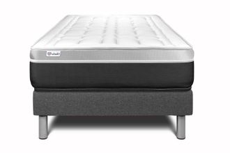 VITALIT Somier Gris + Colch&oacute;n Con Espuma Viscoel&aacute;stica 90 X 200