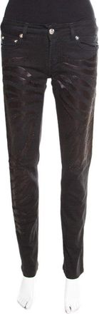 Just Cavalli Black Washed Denim Crystal Embellished Skinny Jeans