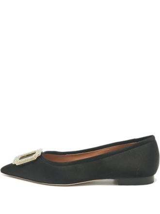 Malone Souliers embellished ballet flats - women - Satin/Calf Leather/Calf Leather - 37 - Black