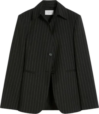 Sportmax Black Stripes Shirt Collar Blazer