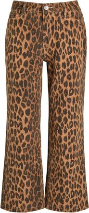 Damson Madder Kenny Leopard-print Bootcut Cropped Jeans - 16 (UK16 / XL)