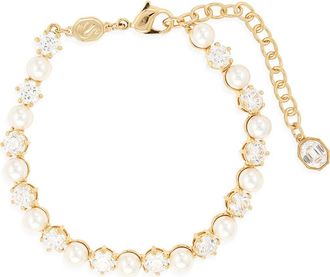 Swarovski Matrix Crystal & Faux Pearl Tennis Bracelet in White/Gold at Nordstrom