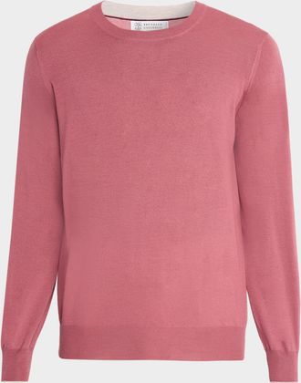 Brunello Cucinelli Mens Wool and Cashmere Crewneck Sweater