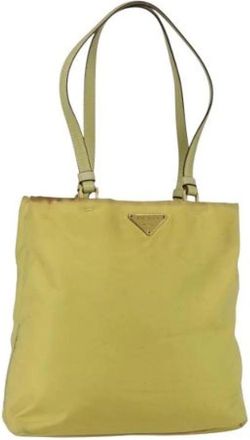 Prada Pre-owned Tote Bags, female, Yellow, Size: ONE SIZE Pre-owned Nylon Tote Bag