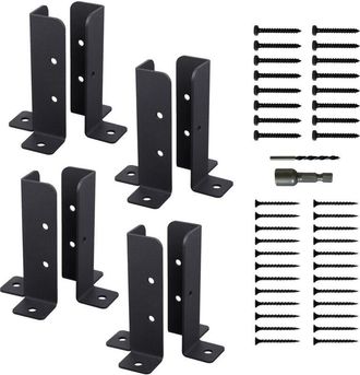 OEM Soportes Para Postes De Cerca, Paquete De 8, Base Ajustable Con Tornillos, Soporte Negro Para Postes De Cerca Gruesos, Estacas De Madera, Cercas Y P&eacute;r