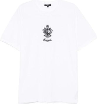 Balmain T-shirt met logo-borduring - Heren - T-shirts - Wit - M - Tops
