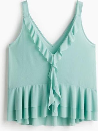 H&M Flounced Vest Top in Light Turquoise at Nordstrom, Size Xx-Small