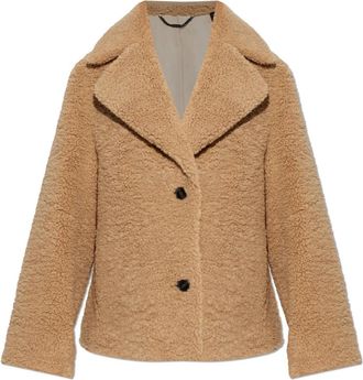 AllSaints Eddie Faux Teddy Jacket - Dames - Jassen - Beige - L - Polyester - Jassen