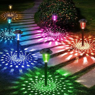 OEM Juego De 8 Luces Solares Para Jard&iacute;n, Luces Solares Para Exteriores Con Led De Colores Y Luz Blanca C&aacute;lida