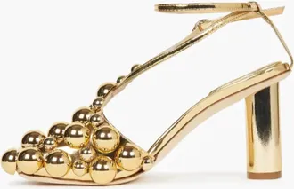 A.W.A.K.E. Womens Christine Heels With Studs In Silver And Gold