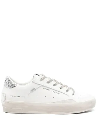 Crime London glitter embellished lace-up sneakers - White