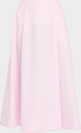 Adam Lippes Rene Cotton Poplin A-Line Midi Skirt