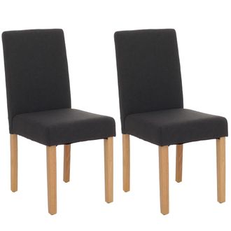 Hhg Hhg - Nunca Usado] Lote De 2 Sillas De Comedor Silla De Cocina Littau, Textil, Negro, Patas Claras