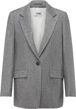 Drykorn Glendale Boyfriend Blazer - Dames - Blazers - Grijs - S - Wol - Jassen