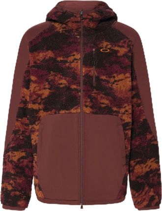 Oakley Mens Caribou Full Zip Sherpa Hoodie Sweatshirt, Tiger Camo Red, L