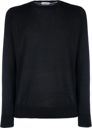 Paolo Pecora Zwarte Sweatshirt voor Mannen Casual Stijl - Heren - Ronde hals truien - Zwart - 2XL - Truien & Vesten