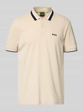 HUGO BOSS Regular Fit Poloshirt mit Label-Print Modell Paddy in Beige, Gr&ouml;&szlig;e XXL