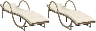 vidaXL Vidaxl - Tumbonas Con Cojines 2 Unidades Rat&aacute;n Sint&eacute;tico Beige