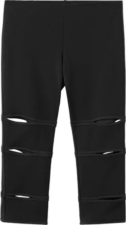 Mango Cutout Capri Leggings in Black at Nordstrom, Size Medium