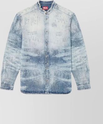 Diesel denim long sleeve shirt with mandarin collar