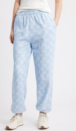 LoveShackFancy Lillia Ribbon Print Sweatpants in Chilled Blue at Nordstrom, Size Xx-Small