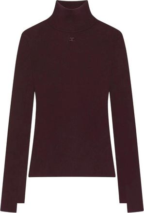 Courr&egrave;ges Felpa coltrui interlock met AC-logo op de voorkant - Dames - Coltruien - Rood - S - Truien & Vesten