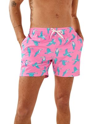 Chubbies the Toucan Do Its Swim Trunk Mens Pink Drawstring Waist DSGL641