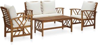 vidaXL Muebles De Jard&iacute;n 4 Piezas Con Cojines Madera Maciza De Acacia Vidaxl