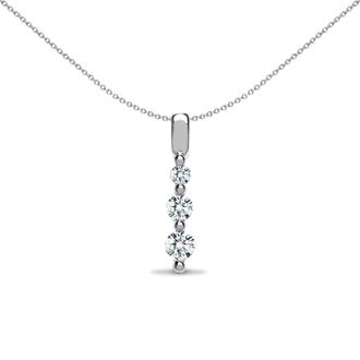 Jewelco London 18ct White Gold 0.25ct Diamond Trilogy Drop Pendant - 18P167
