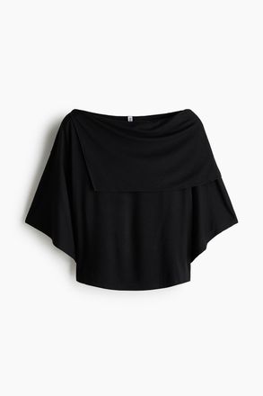 H&M Jerseyshirt mit Cape-Detail - Schwarz
