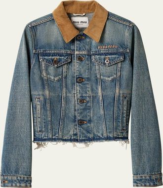 ジャケット Miu Miu Denim Flock Jacket Miu Miu Denim Jacket | Blue | FARFETCH