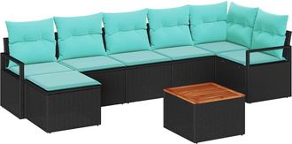 vidaXL Conjunto De Sof&aacute;s De Jard&iacute;n 8 Uds. Negro Rat&aacute;n Sint&eacute;tico Vidaxl