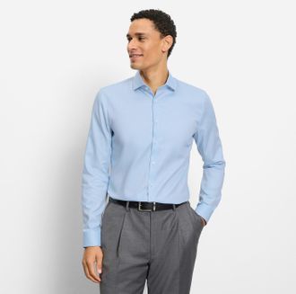 Olymp Langarmhemd OLYMP No 6 six, Herren, Gr. 38, N-Gr, bleu, Web, Obermaterial: 97% Baumwolle, 3% Elastolefin, sehr schmal, 2-Knopf-Manschette, Hemden Lang