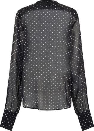 The Mannei Womens Silk Shirt Black Polka Dot