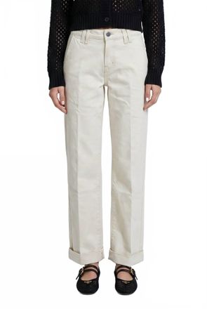 Flying Monkey Mid Rise Wide Leg Trouser In Ecru