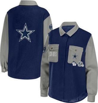 WEAR by Erin Andrews Womens WEAR by Erin Andrews Navy Dallas Cowboys Button-Up Shirt Jacket at Nordstrom, Size Medium