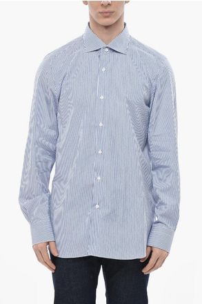 Finamore Two-Tone Striped Shirt MILANO ZANTE with French Collar size 44