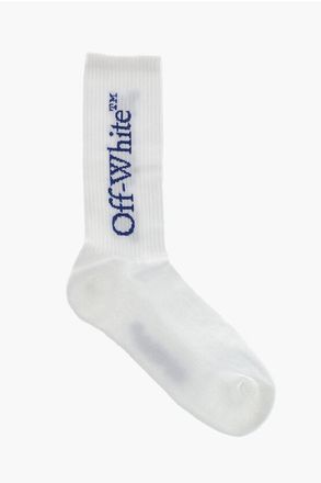 Off-white Mid-Calf Ribbed Cotton-Blend Socks with Contrast Details size M