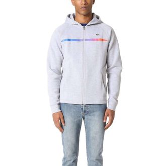 Lacoste Mens Lifestyle Doubleface Fleece Hoodie In Silver Chine