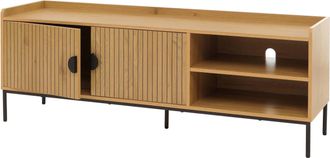 Hhg [nunca Usado] Mueble Para Tv Hhg-706, Mueble Bajo Para Tv, Aparador, Melamina Mdf 56 X 150 X 40 Cm, Natural