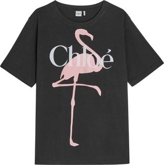 Chloé Printed Cotton T-shirt - Black - S (UK8-10 / S)