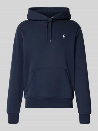 Polo Ralph Lauren Hoodie mit Label-Stitching und K&auml;nguru-Tasche in Marine, Gr&ouml;&szlig;e L
