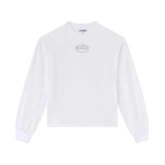 Ganni Essential Basic Long Sleeve - Dames - Longsleeves - Wit - L - Katoen - Tops