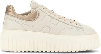 Hogan Chunky Sneakers met Geborduurd Logo - Dames - Sneakers - Beige - 40 EU - Leer - Schoenen