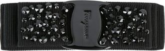 Ferragamo Fermaglio con fiocco Vara e cristalli - Nero