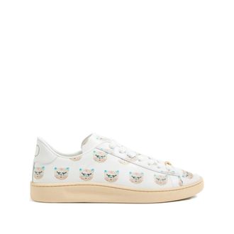 Valentino Garavani Sneakers, male, White, Size: 10 1/2 US Printed Leather Sneakers
