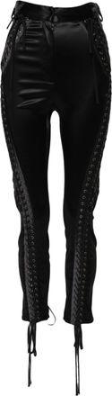 Dolce & Gabbana Black Lace Details High Waist Skinny Womens Pants