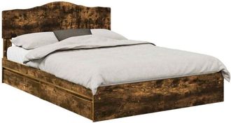 vidaXL Storage Bed with Drawer Smoked Oak 140 x 200 cm Engineered Wood vidaXL