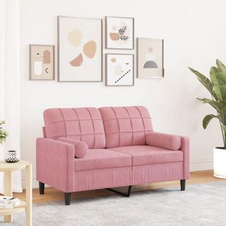 vidaXL Sof&aacute; De 2 Plazas Con Cojines Terciopelo Rosa 120 Cm Vidaxl