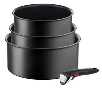 T-fal Juego De Cazuelas Titanium Pro Negro 16-20 Cm